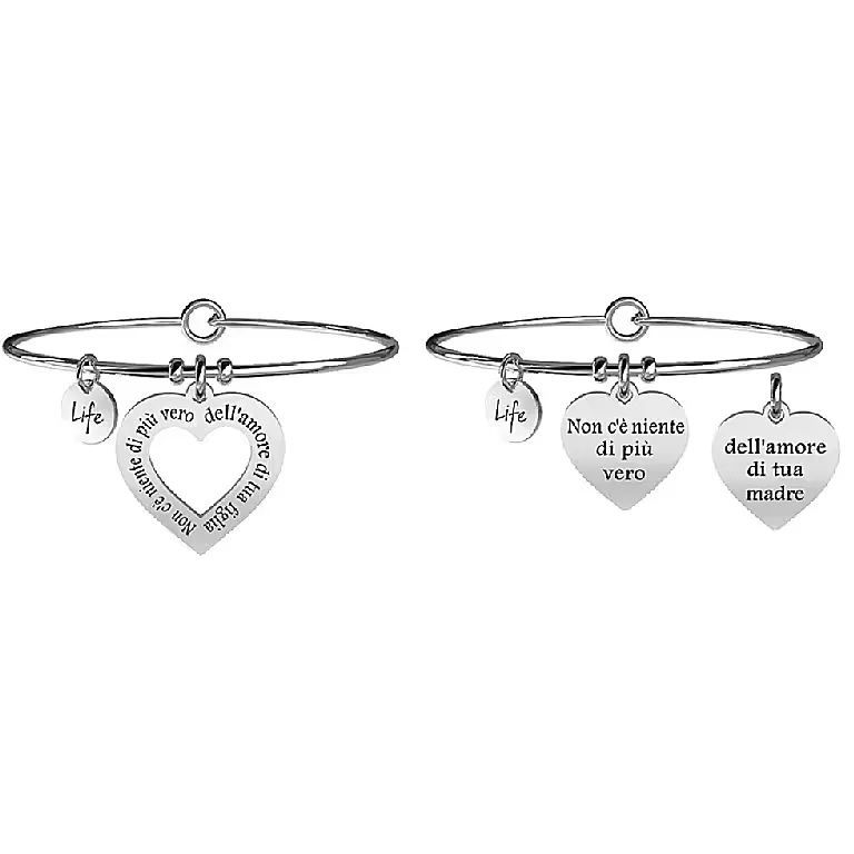 Set di Due Bracciali Kidult Family Non C'e' Niente di Piu' Vero Dell'amore di Tua Madre