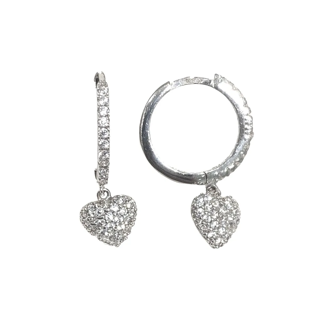 ORECCHINI CERCHI CON CUORE E ZIRCONI