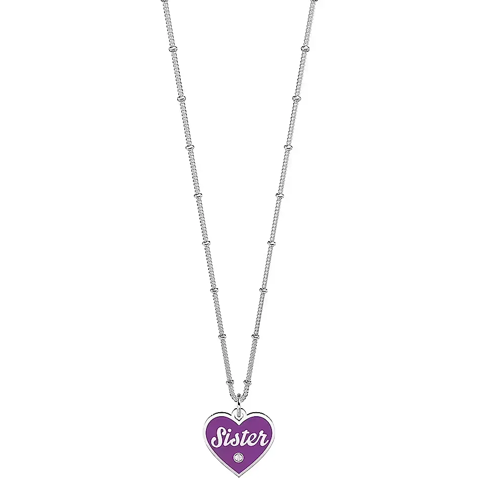 Collana Donna Kidult Family Sister Cuore Viola