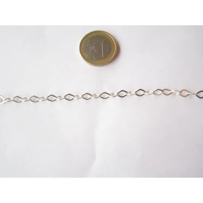 10 CM CATENA ARG925 ITALY ROMBI PIATTI E LISCI 7X5 MM.