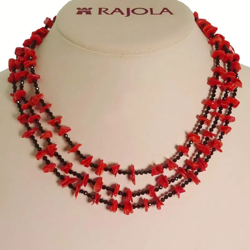 Collana Donna Rajola Corallo Rosso E Spinello Nero