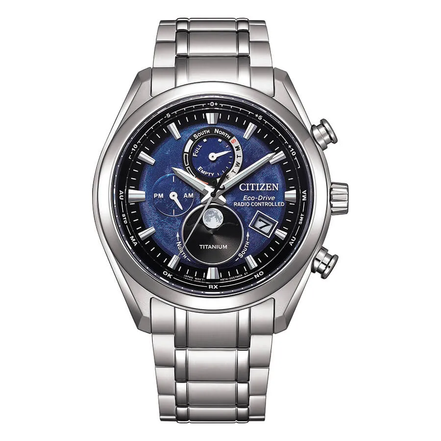 Orologio Uomo Citizen Eco-Drive Tsuki-yomi Moon Phase con Quadrante Blu 43 mm