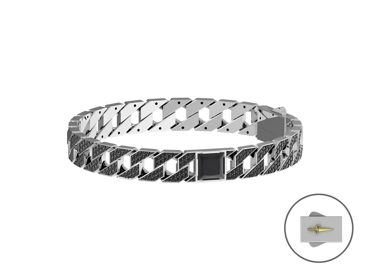 Bracciale Uomo Paciotti Pavè con Spinelli Neri