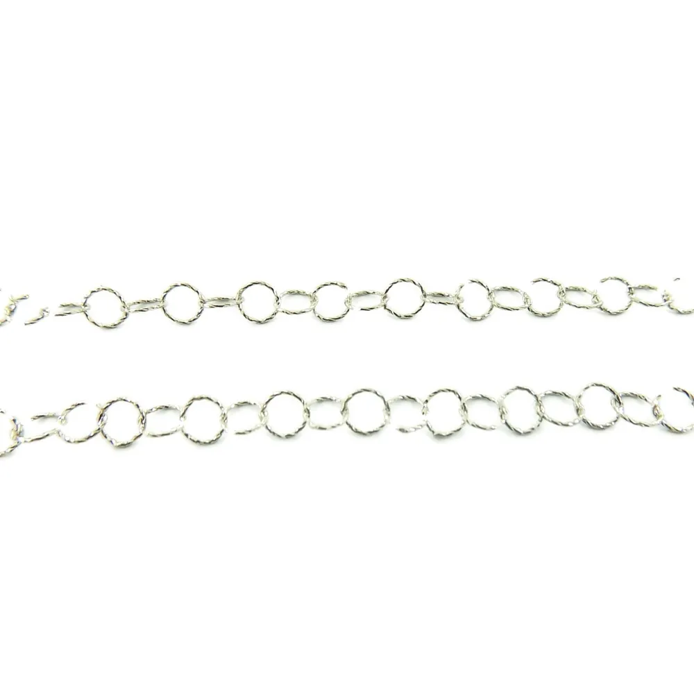 10 CM DI CATENA TONDINI FINI IN ARGENTO 925 RODIATO DIAMANTATO ITALY 6,5 MM.