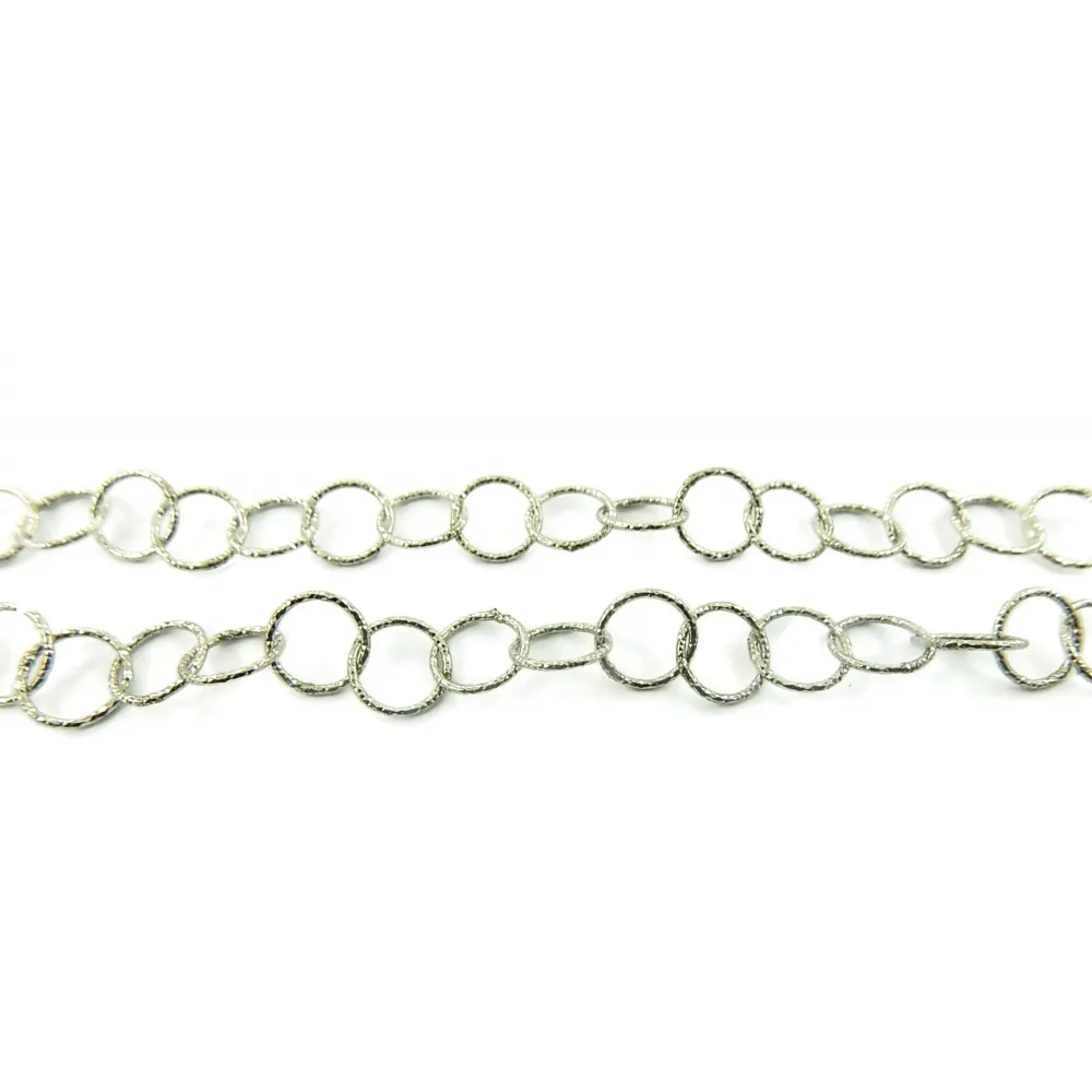 20 CM DI CATENA TONDINI 10 mm.  IN ARGENTO 925 RODIATO DIAMANTATO ITALY