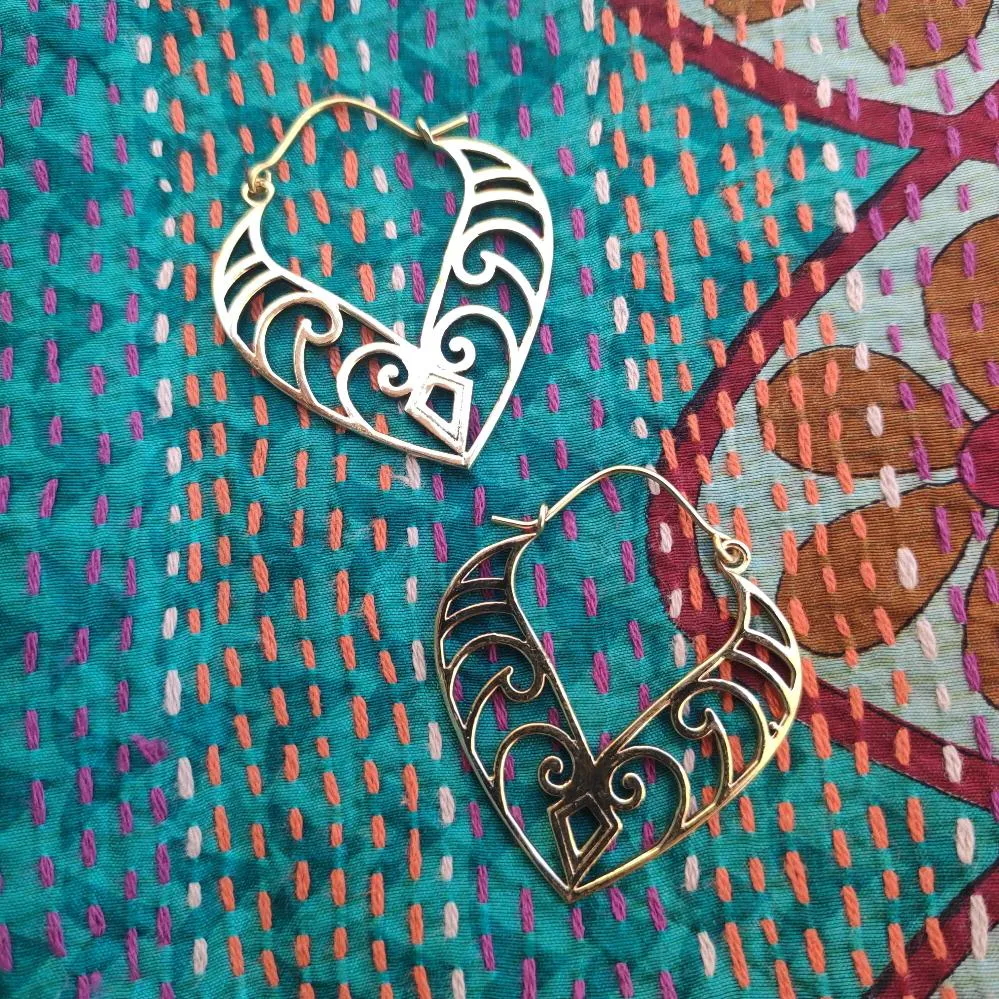 ORECCHINI ETNICI Ottone lucido Orecchini artigianale