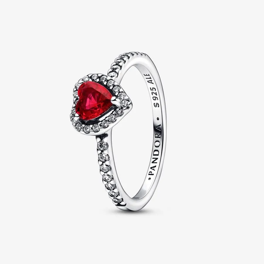 Anello Pandora Cuore in Rilievo Rosso