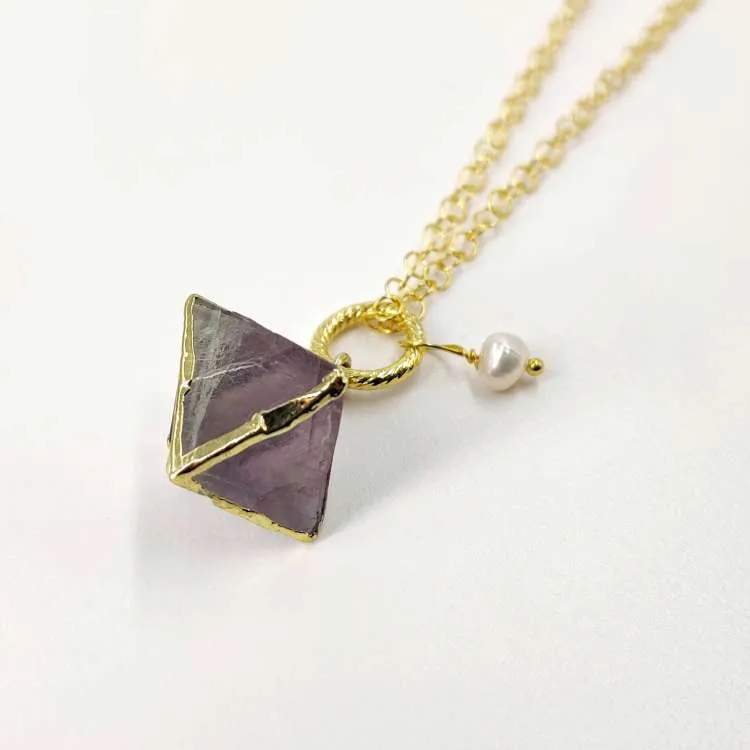Collana lunga Gemma con fluorite viola