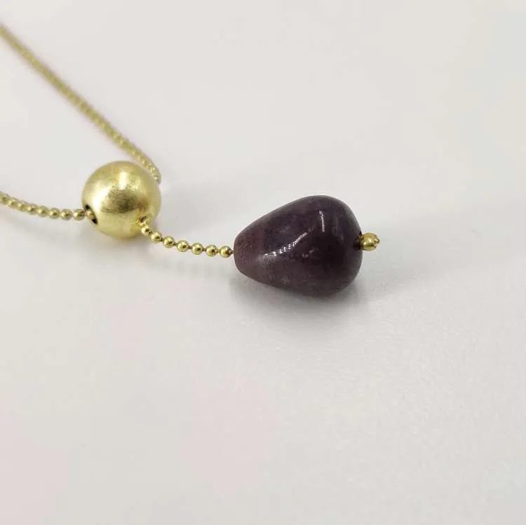 Collana con ciondolo Goccia con avventurina viola