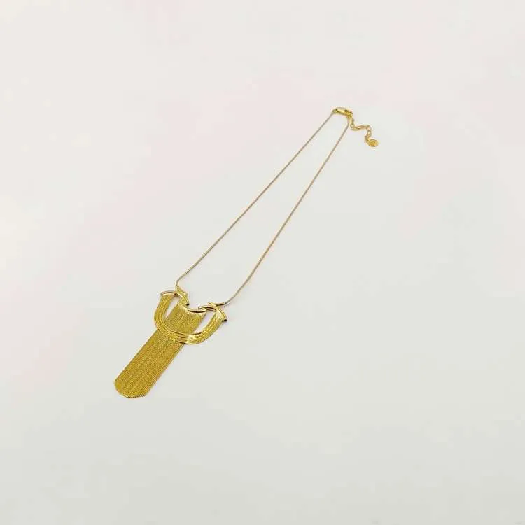 Collana Cravattino e Mezzaluna in argento dorato