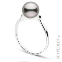Anello in Argento 925 con perla coltivata di Tahiti 8-9 mm AAA Peacock Misura 11,5