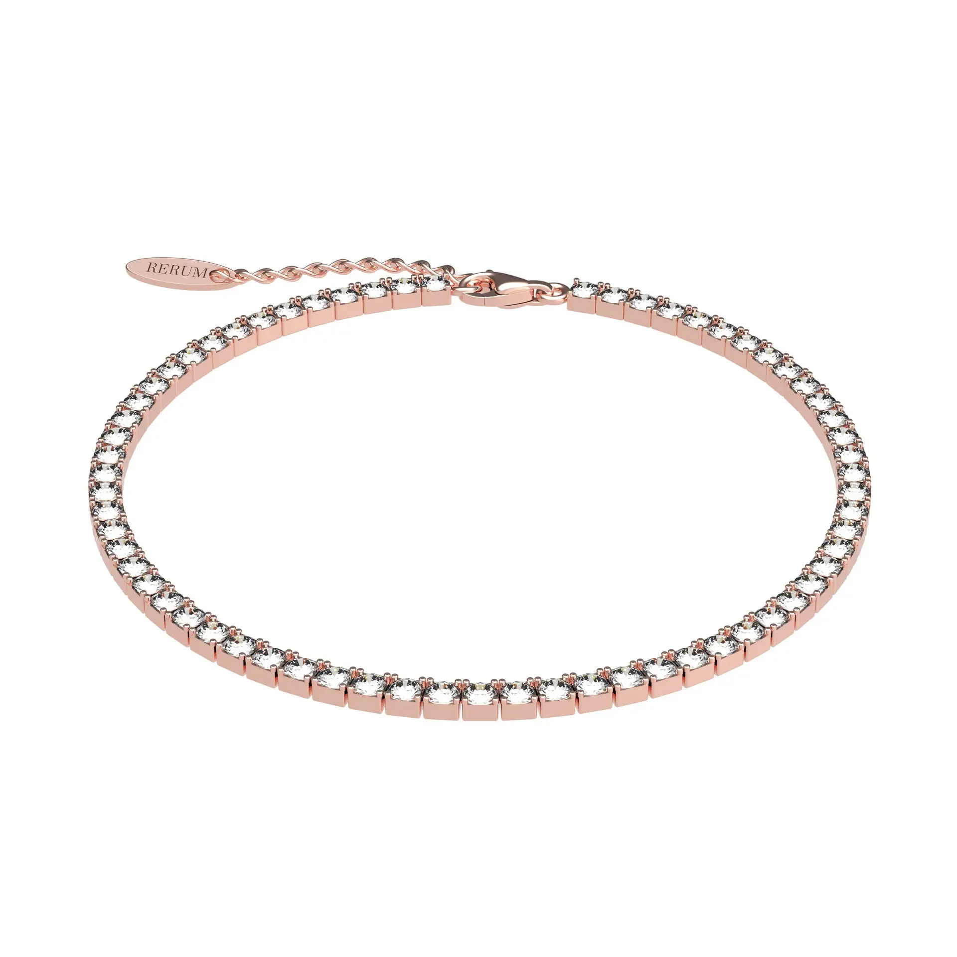 Bracciale Unisex Rerum in Argento Rosè Tennis Bianco 2,5 cm CZ Bianca