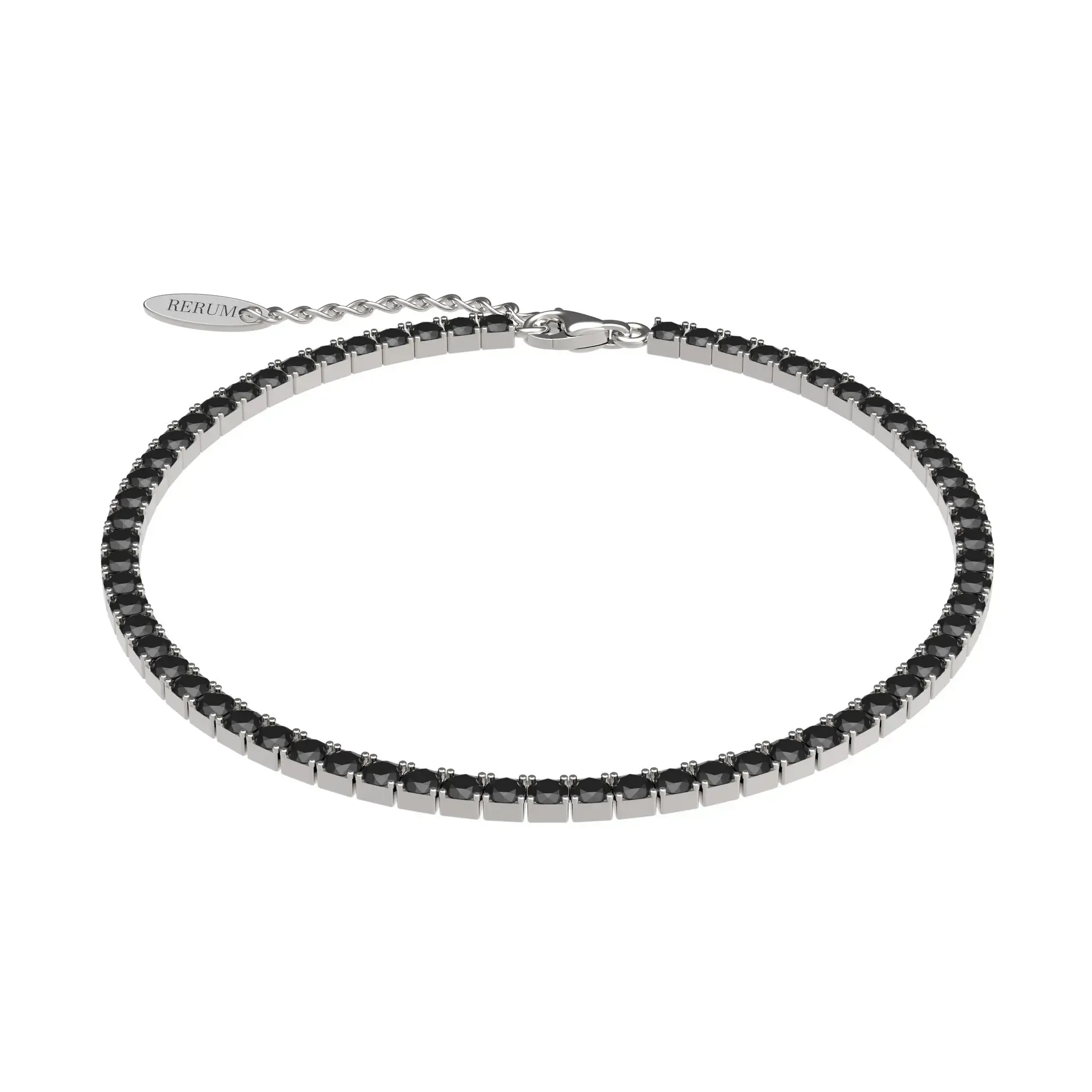 Bracciale Unisex Rerum in Argento Rodiato Tennis 2,5 cm e Cz Nera