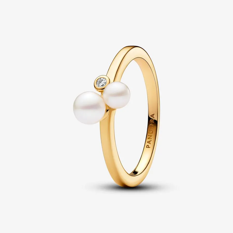 Anello Pandora Perle Coltivate D'acqua Dolce Trattate in Duo E Punto Luce