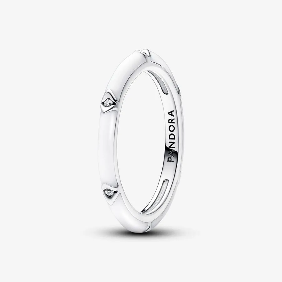 Anello Smalto Bianco con Pietre Luminose Pandora Me