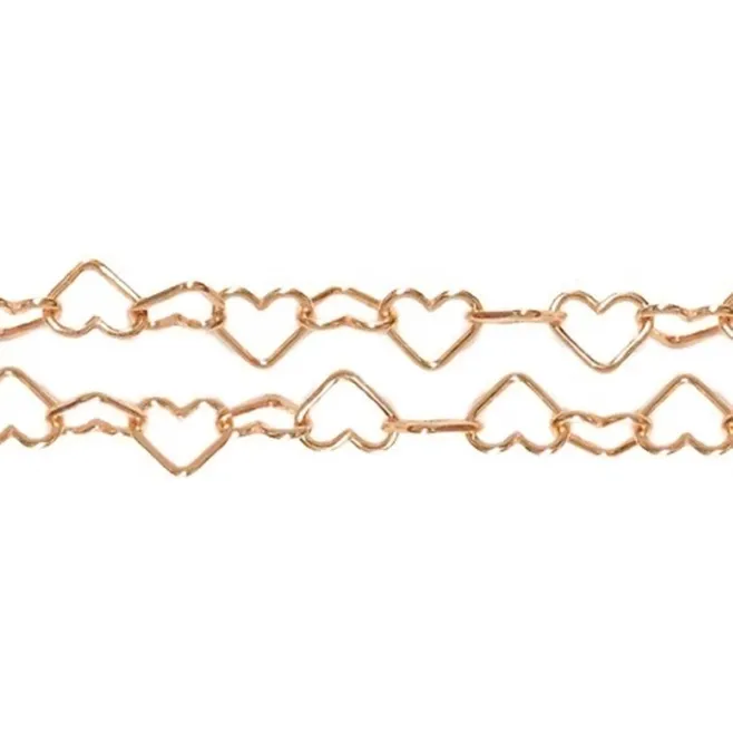 catena cuore 5x4 mm argento 925 placcato oro rosa -10 cm