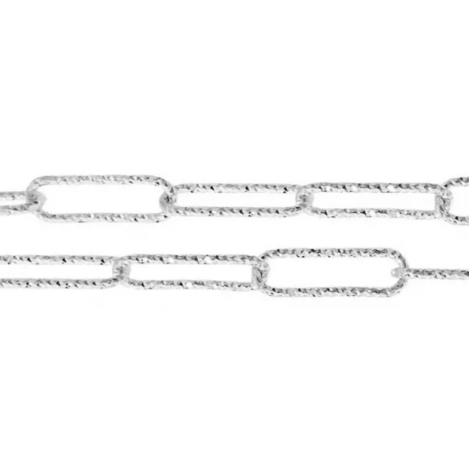 catena graffetta 10x3,5 mm argento 925 diamantata -10 cm