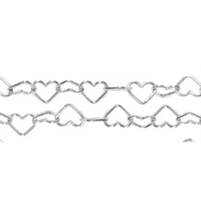 catena cuore 7x6 mm argento 925 rodiato  -10 cm