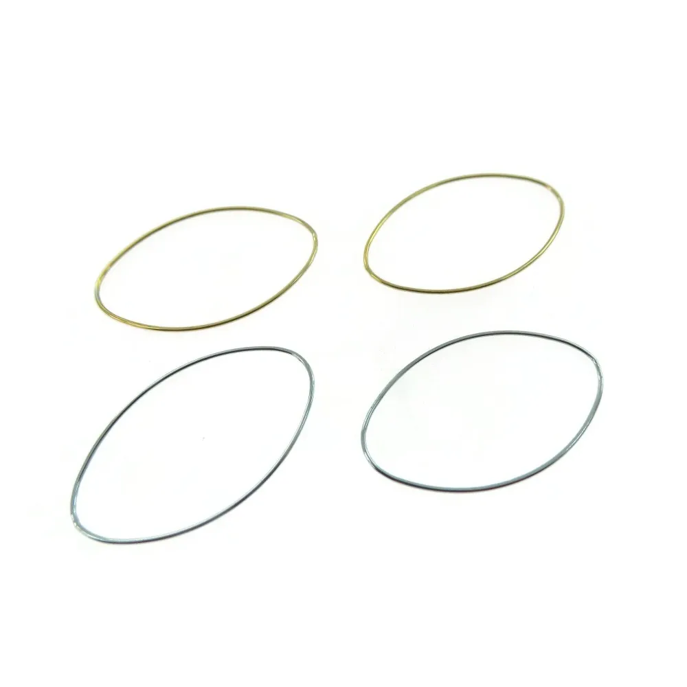 4 connettori grandi ovali 48x28 mm in argento 925 rodiato e placcato oro giallo