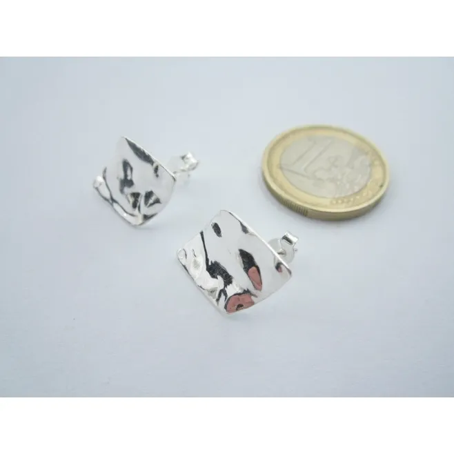 2 basi orecchini rombo 21x15 mm martellato e stropicciato argento 925 sterling