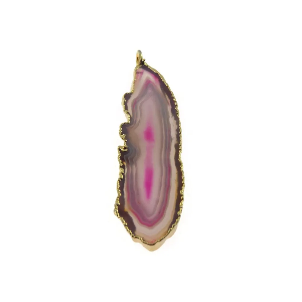 un ciondolo geode agata viola/fucsia variegata 77x20 mm