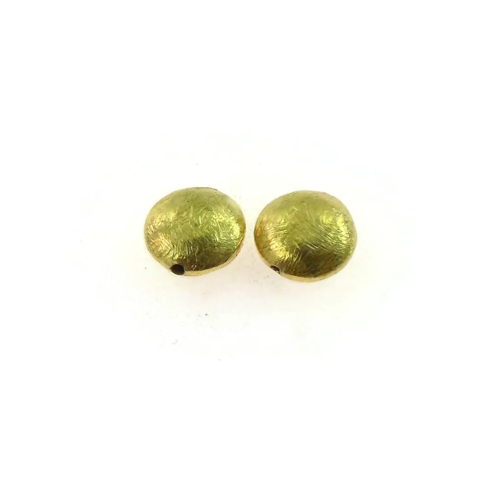 2 COMPONENTI TONDI IN ARGENTO 925 PLK ORO GIALLO GRAFFIATO SATINATO 10X5 MM