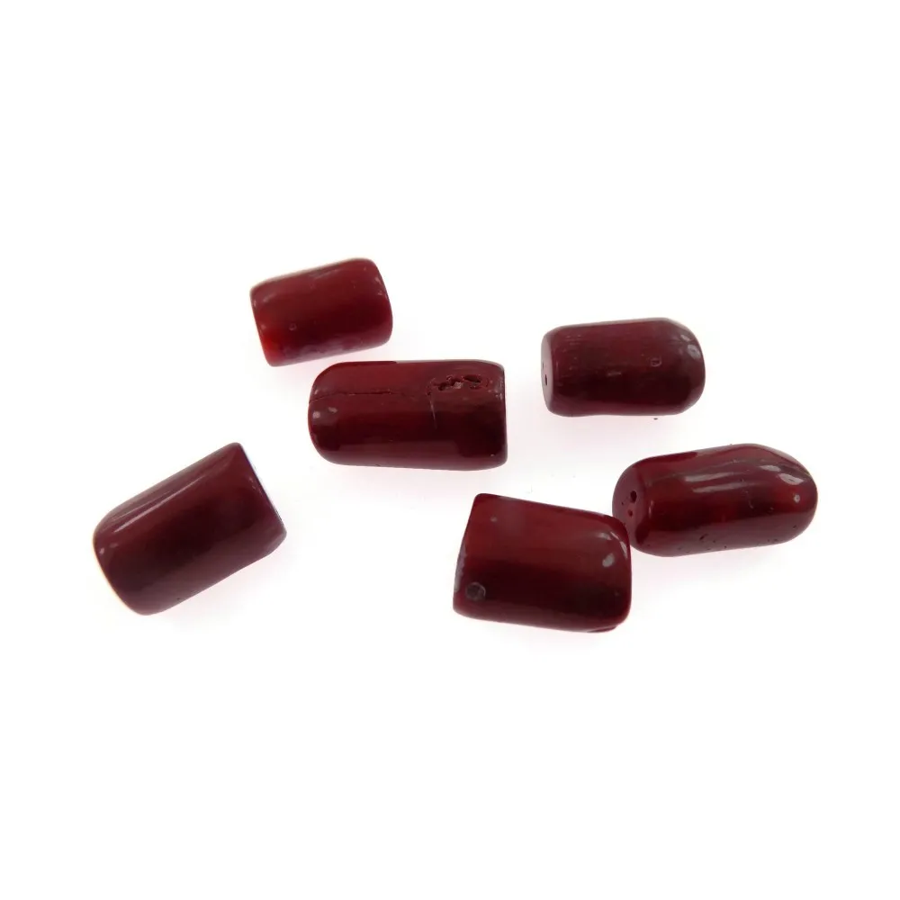 6 cilindri irregolari di corallo bambù rosso semigrezzo