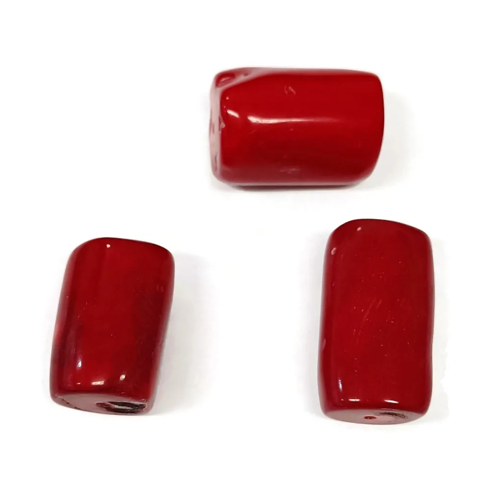 4 grandi cilindri irregolari di corallo bambù rosso