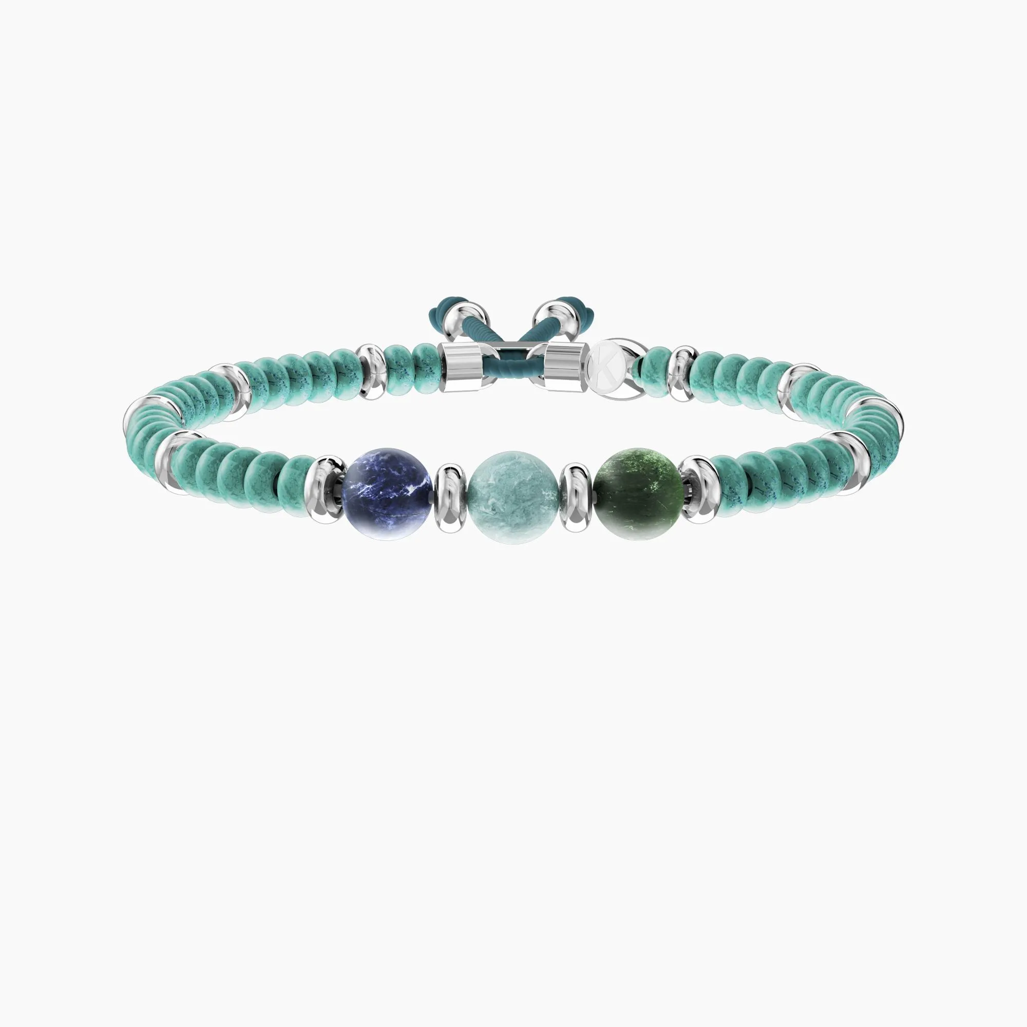 Bracciale Donna Kidult Elastico con Giada, Turchese E Dumortierite