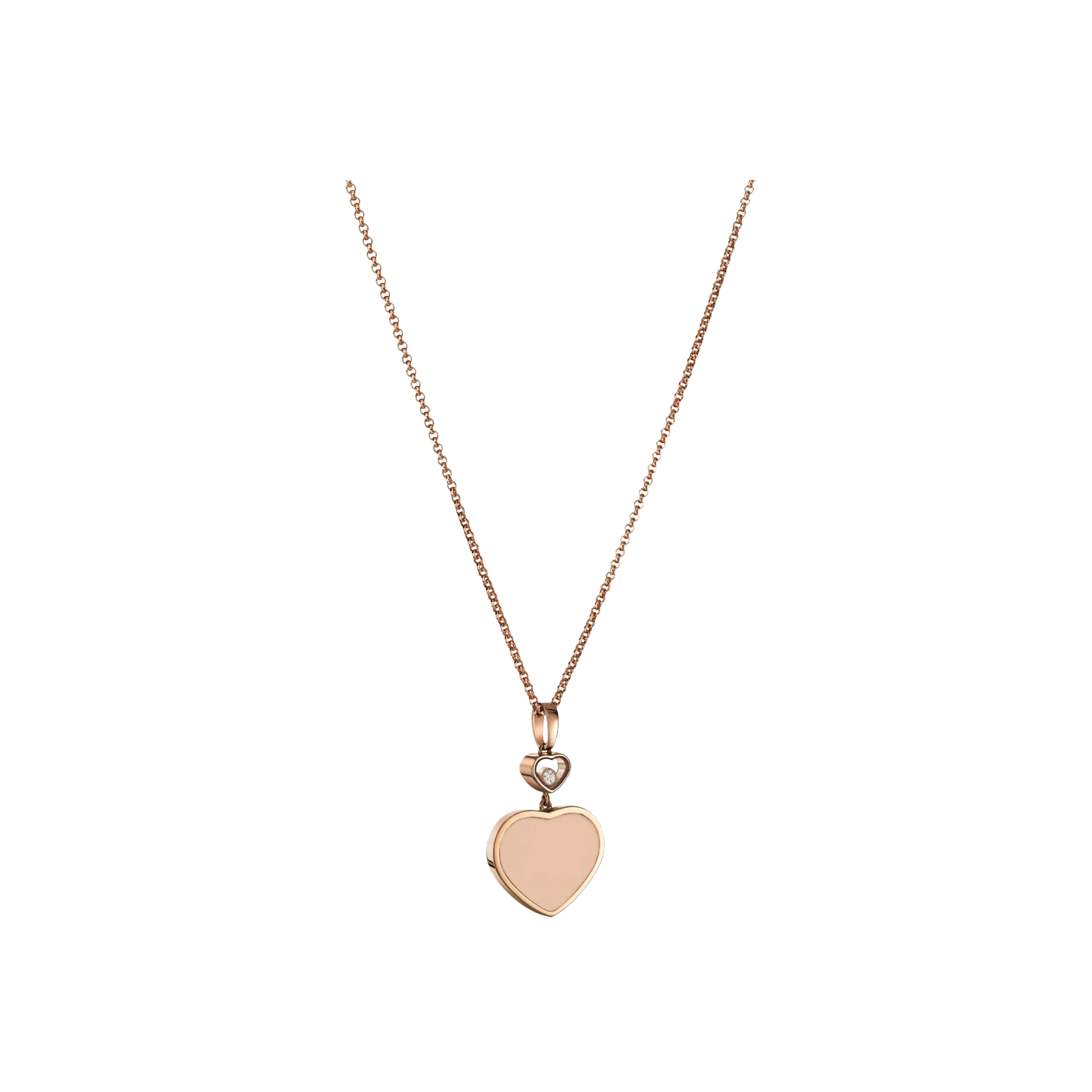 CHOPARD - HAPPY HEARTS - COLLANA CUORE IN ORO ROSA CON DIAMANTE E PIETRA ROSA - 797482-5601 - 797482-5601