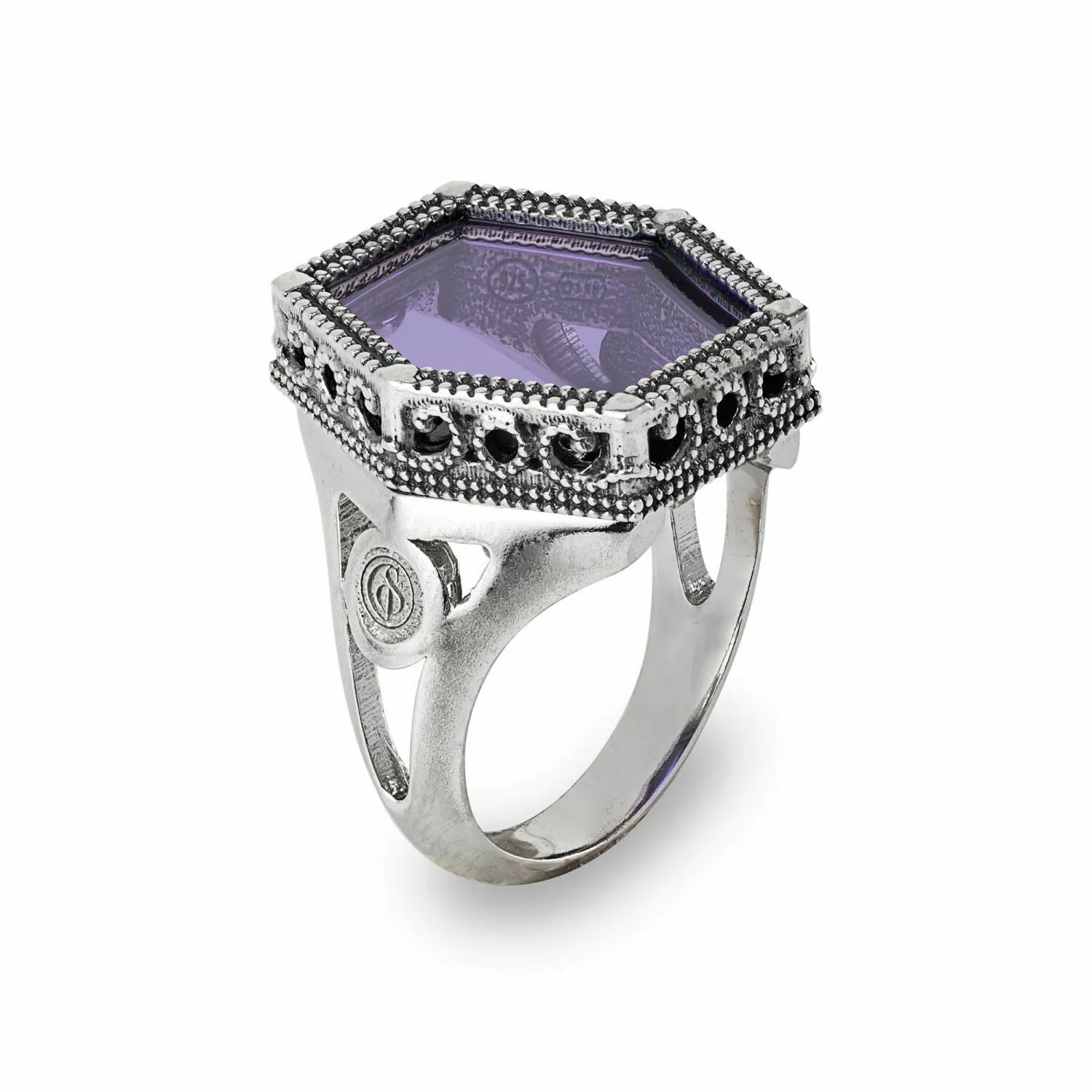 Anello "Mattonelle" in Argento e Pietre colorate Viola - GERARDO SACCO