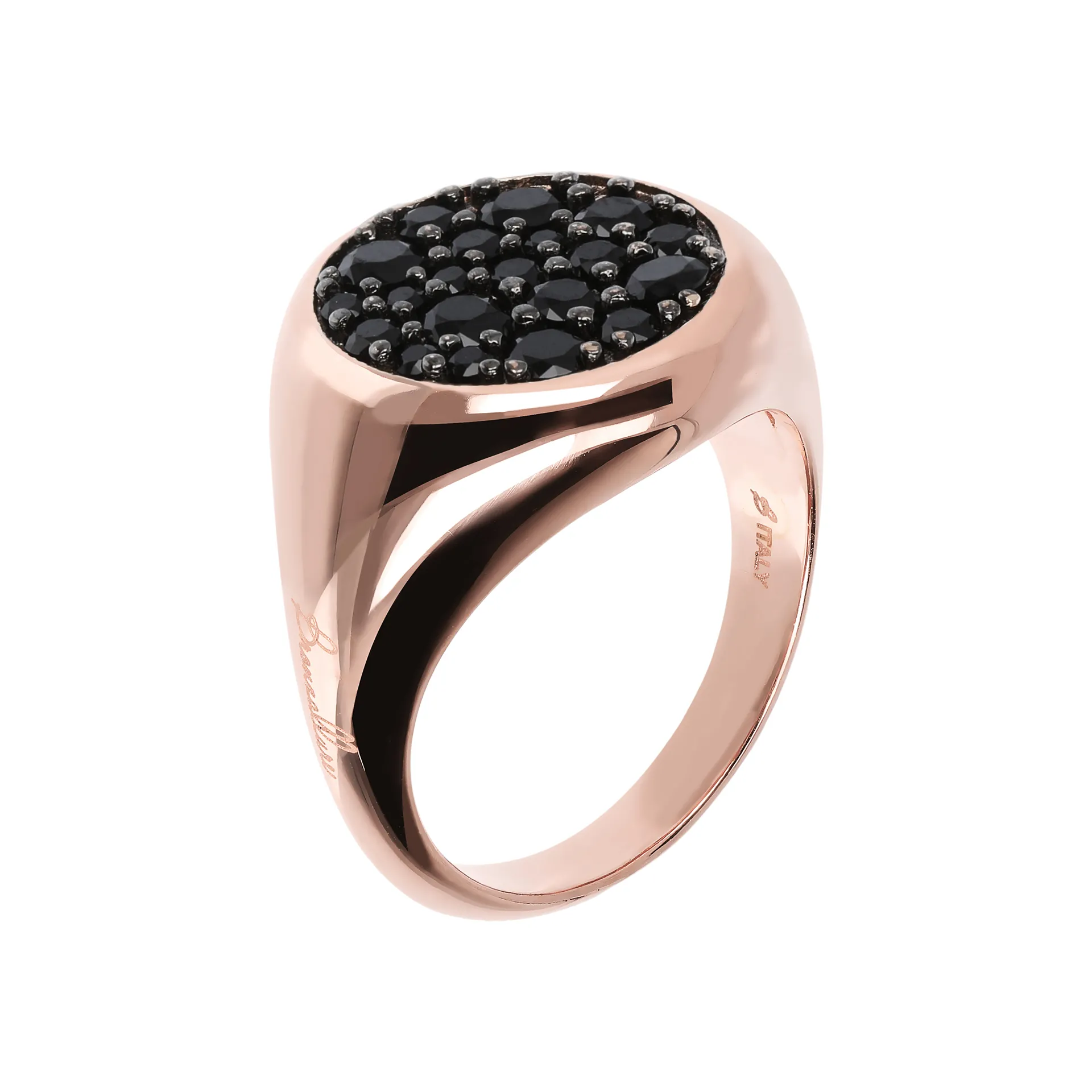 Anello Donna Bronzallure Chevalier Piccolo con Pavè Tondo in Spinello Nero o Cubic Zirconia