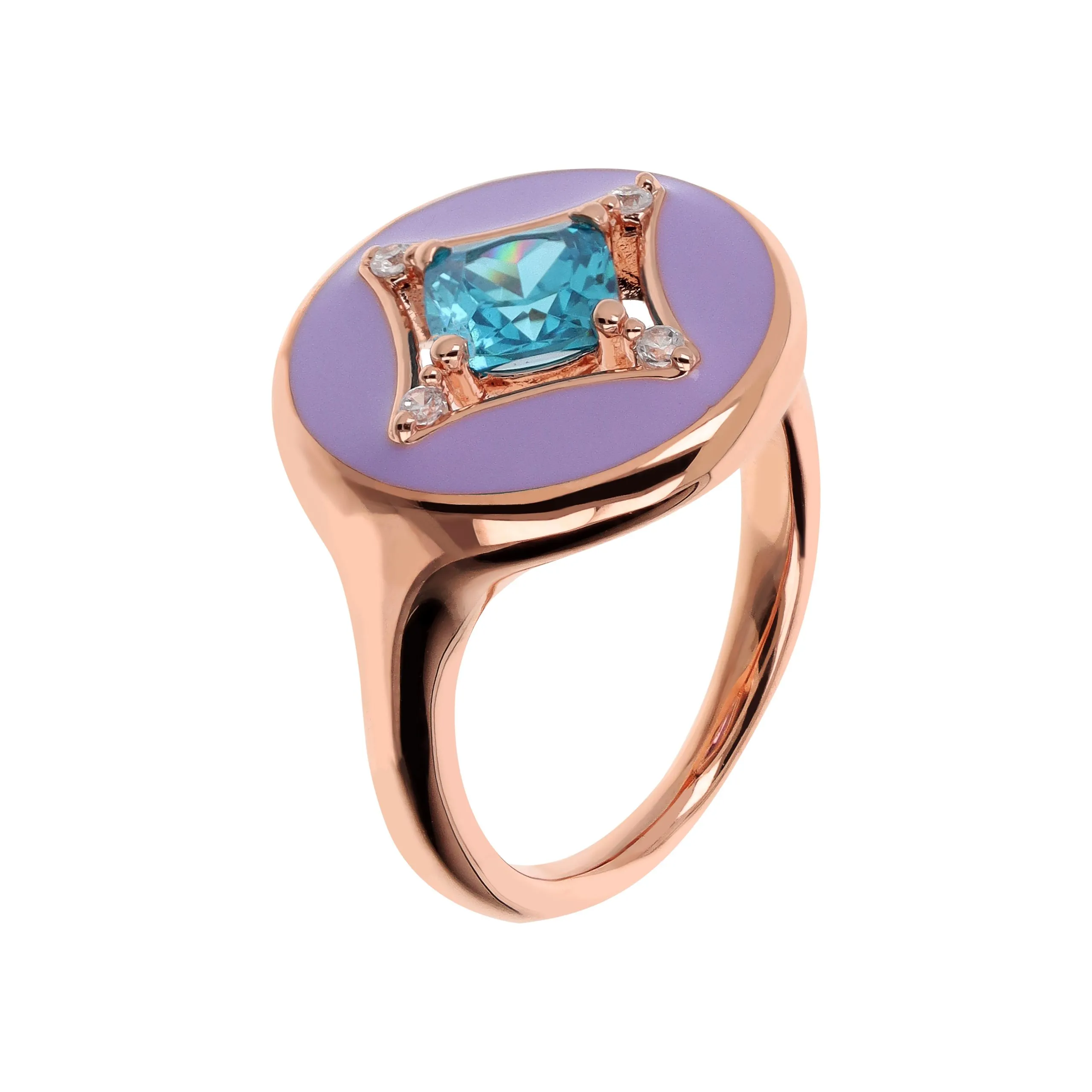 Anello Donna Bronzallure Cocktail Étoile Smaltato con Punto Luce in Cubic Zirconia