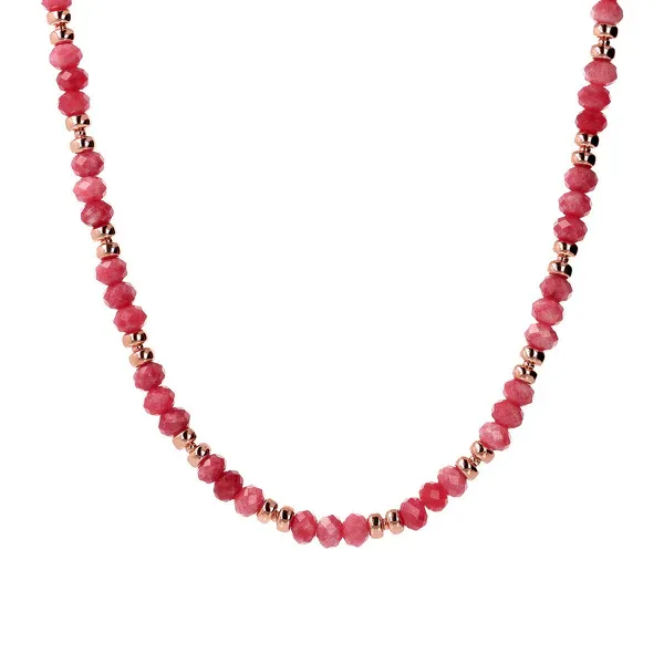 Collana Donna Bronzallure con Rondelle Rosè E Pietre Naturali Sfaccettate