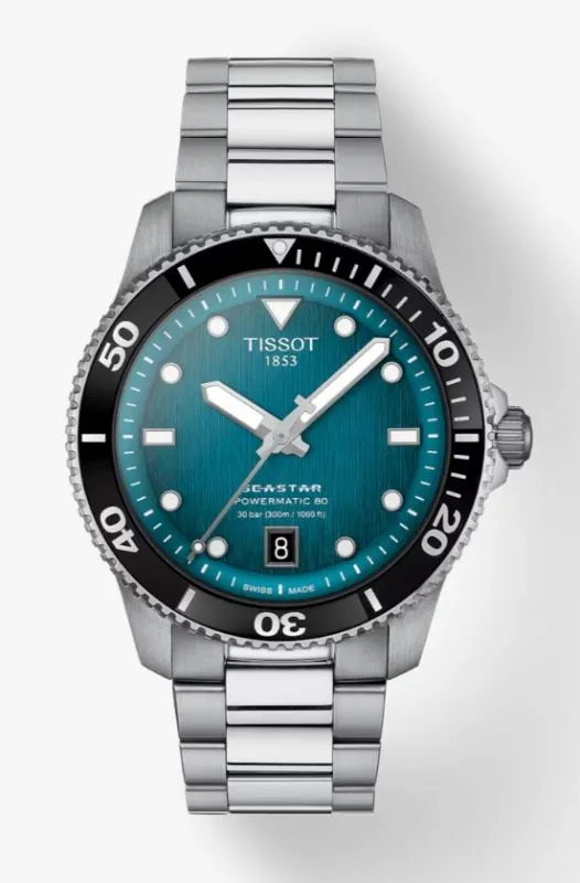 Orologio Uomo Tissot Seastar 1000 Powermatic 80 Automatico con Quadrante Turchese 40 mm