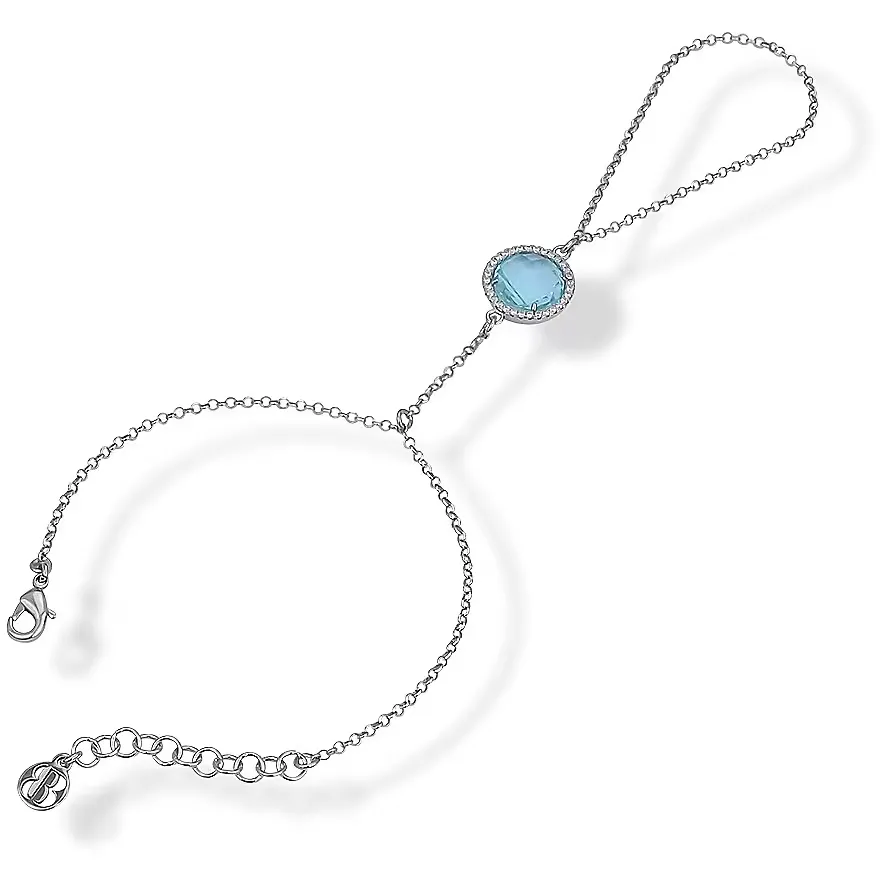 Bracciale Donna Baciamano Boccadamo con Cristallo Acquamarina E Zirconi