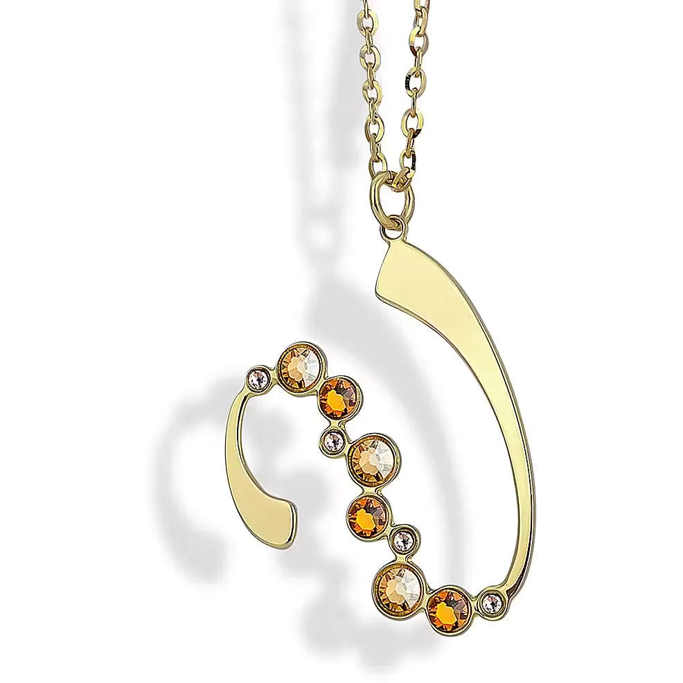 Collana Boccadamo con Pendente Lettera V Decorata con Cristalli