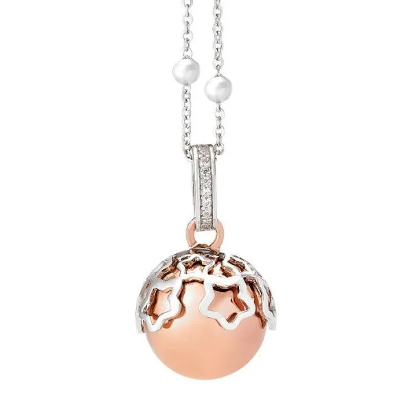 Collana Donna Boccadamo Chiama Angeli con Ciondolo Sonoro Rosato, Stelle e Zirconi