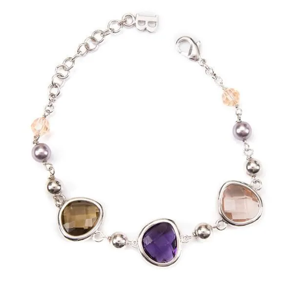 Bracciale Donna Boccadamo Bronzo Rodiato con Cristalli Briolette