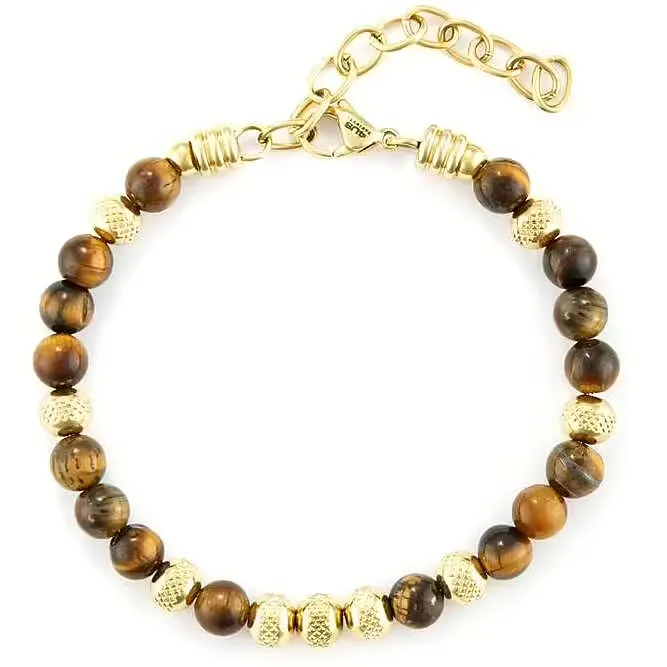 Bracciale Uomo Paciotti in Acciaio con Pietre Naturali E Occhio di Tigre