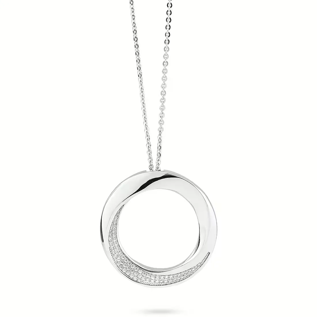 Collana Donna Boccadamo con Pendente a Modulo Circolare Grande con Pavè di Zirconi