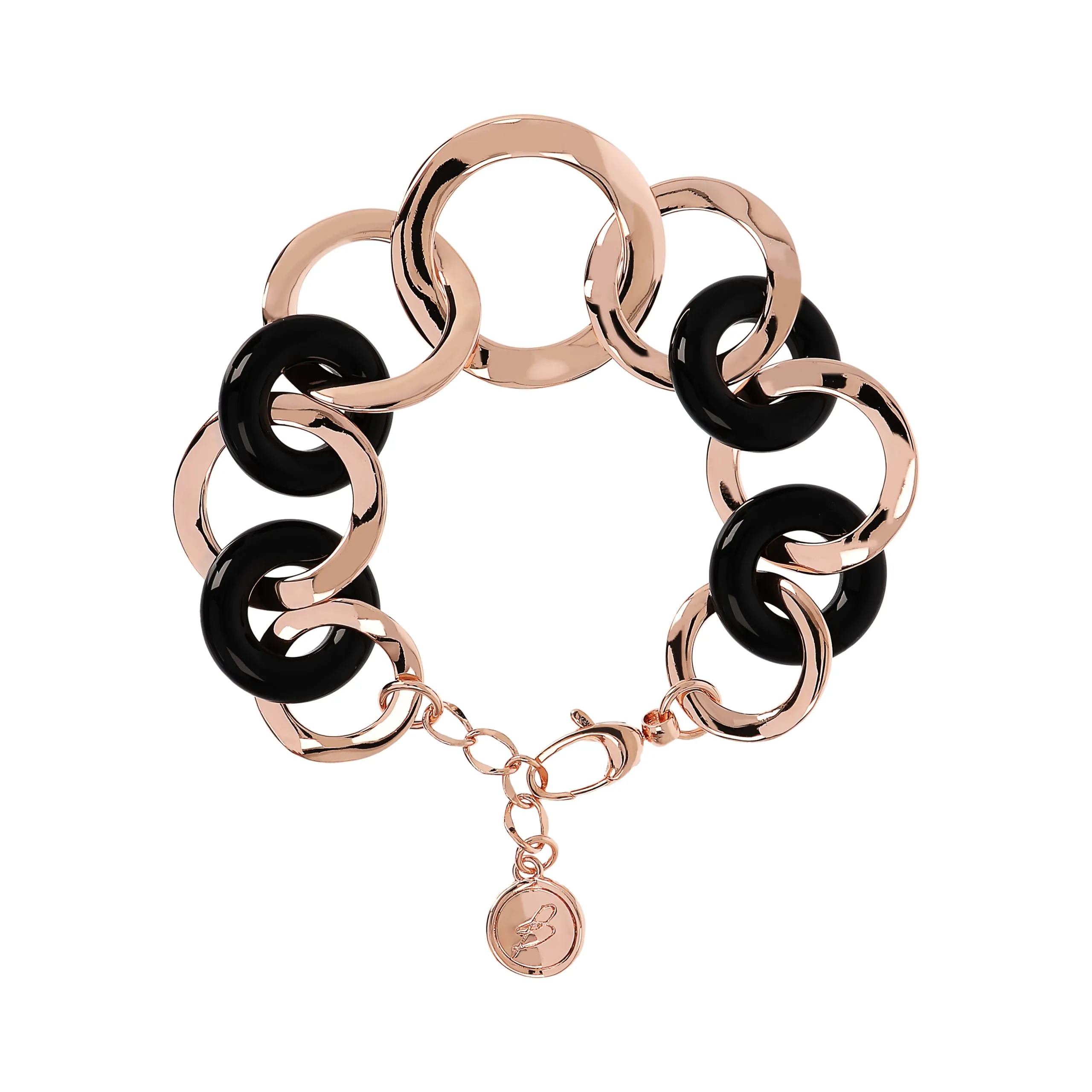 Bracciale Donna Bronzallure con Maglie Tonde Piatte E Onice Nero