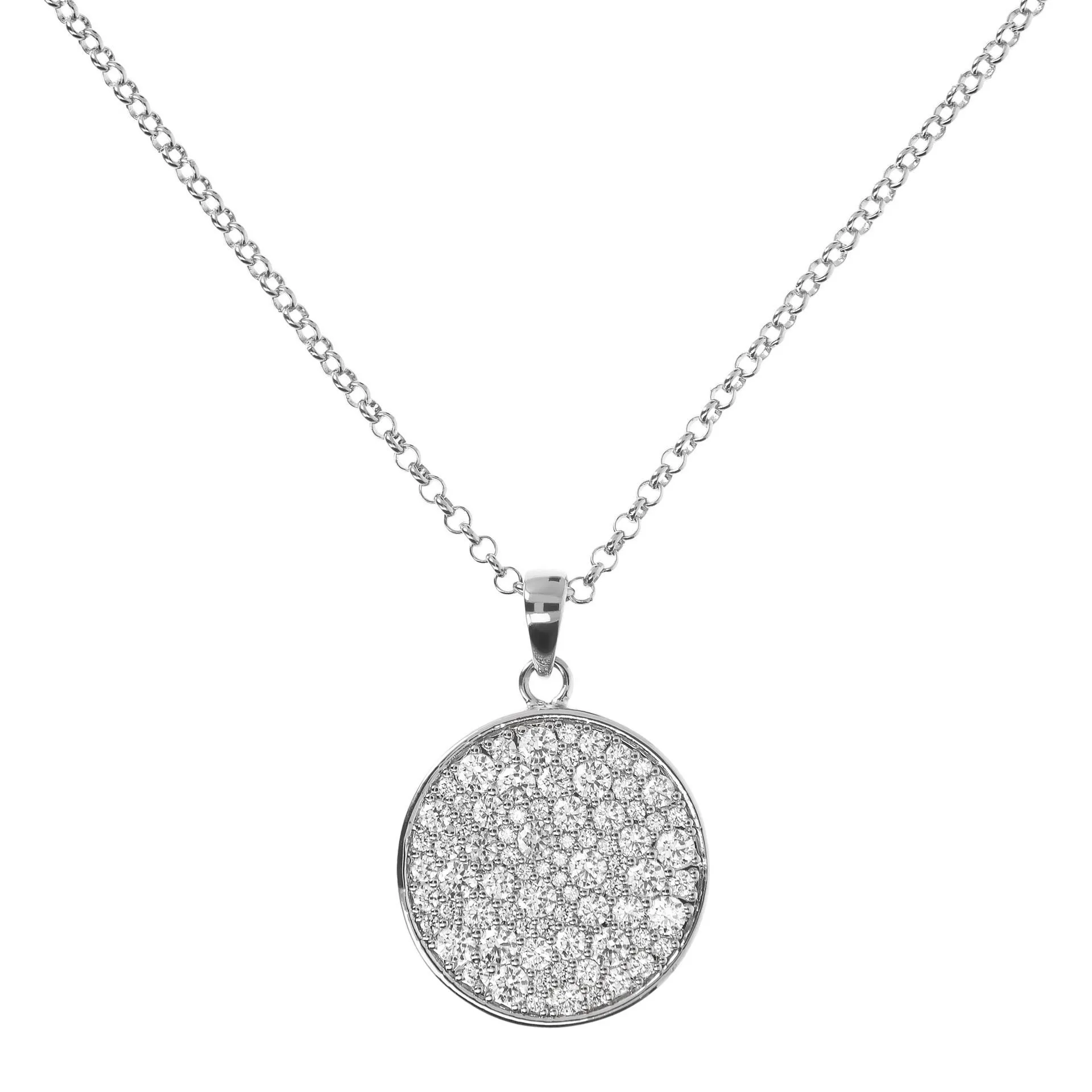 Collana Donna Bronzallure Catena Rolò con Pendente Tondo Pavè