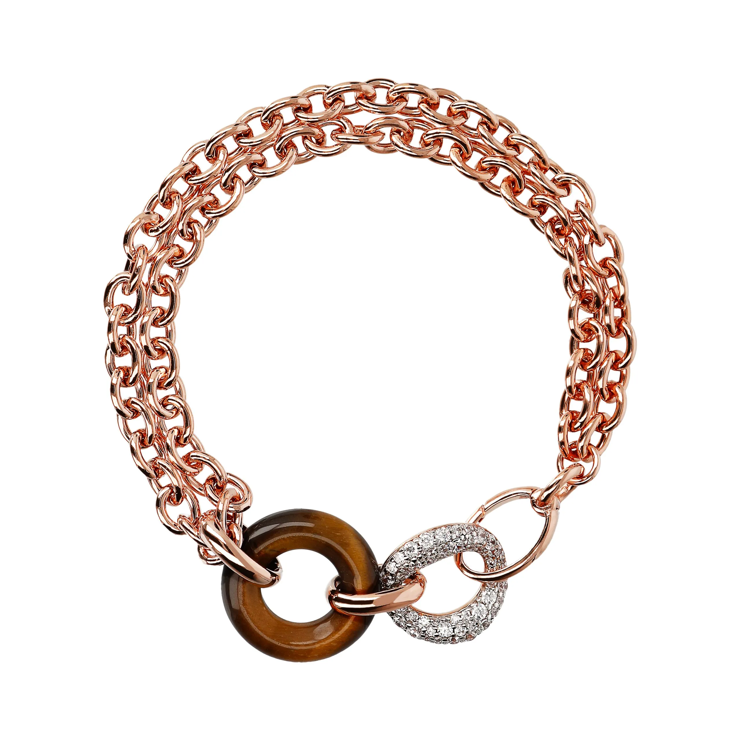 Bracciale Donna Bronzallure con Doppio Cerchio in Pietra Naturale e Pavè di Cubic Zirconia