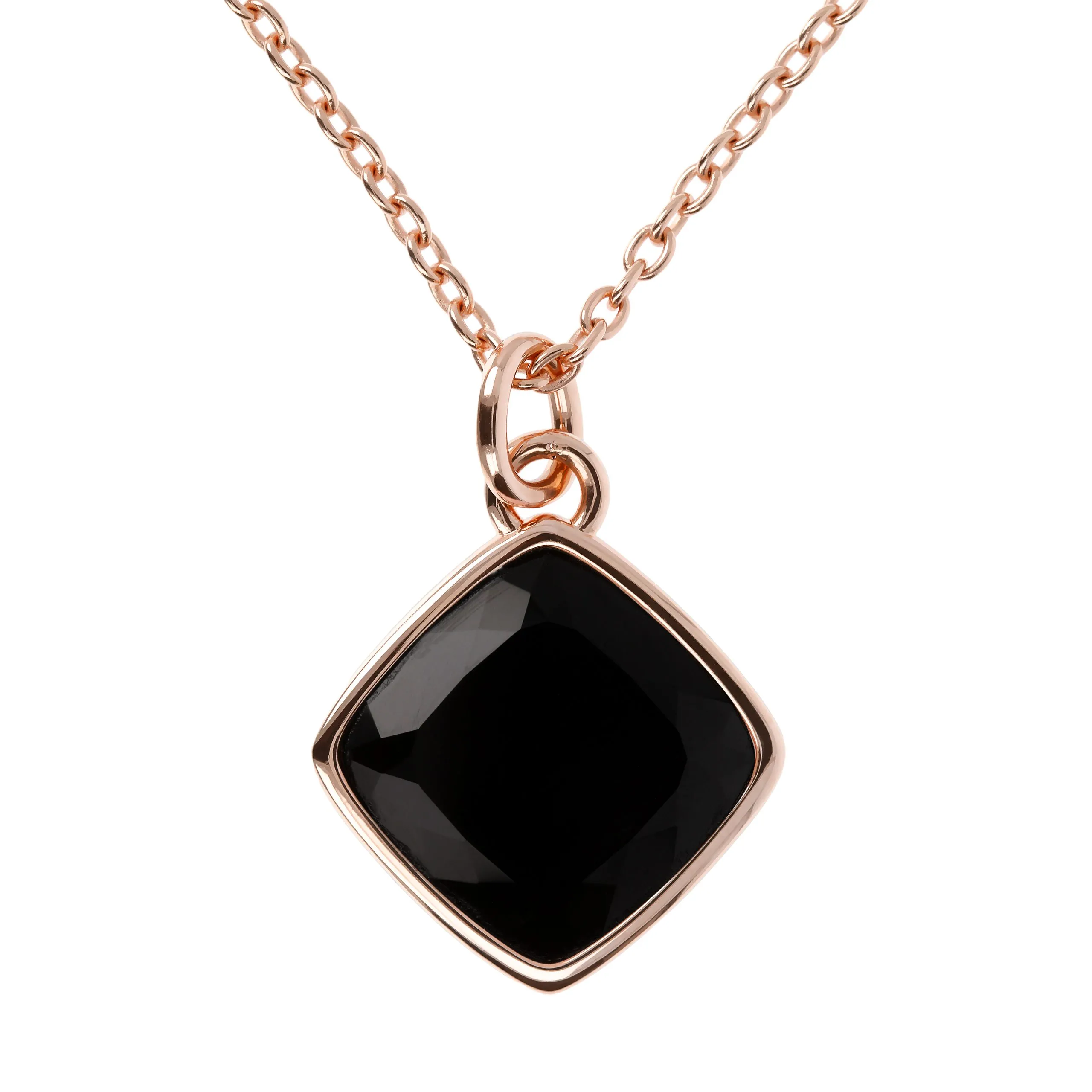 Collana Donna Bronzallure Catena Rolò con Pendente a Rombo in Pietra Naturale