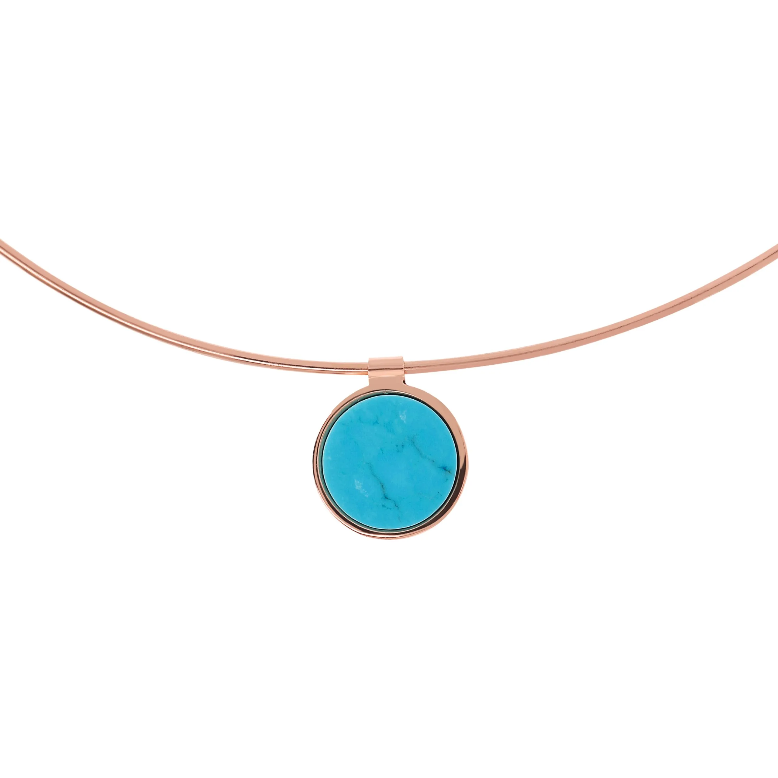 Collana Donna Choker Bronzallure con Pendente a Disco in Pietra Naturale Piatta