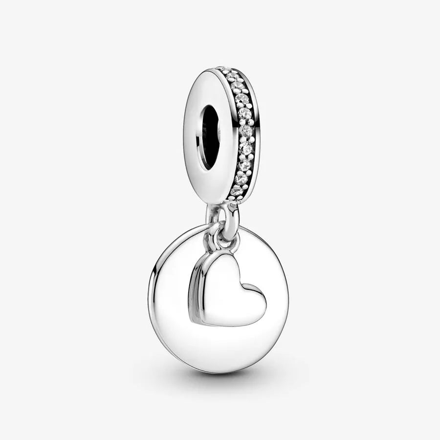 Charm Pandora Pendente con Disco a Cuore Inciso