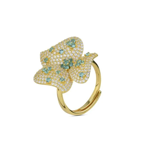 Anello Donna Boccadamo Regolabile con Fiore di Pavè di Zirconi