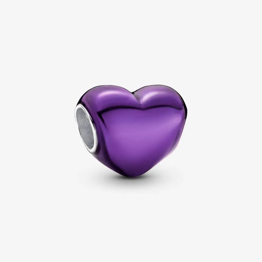 Charm Pandora Cuore Metallico Viola