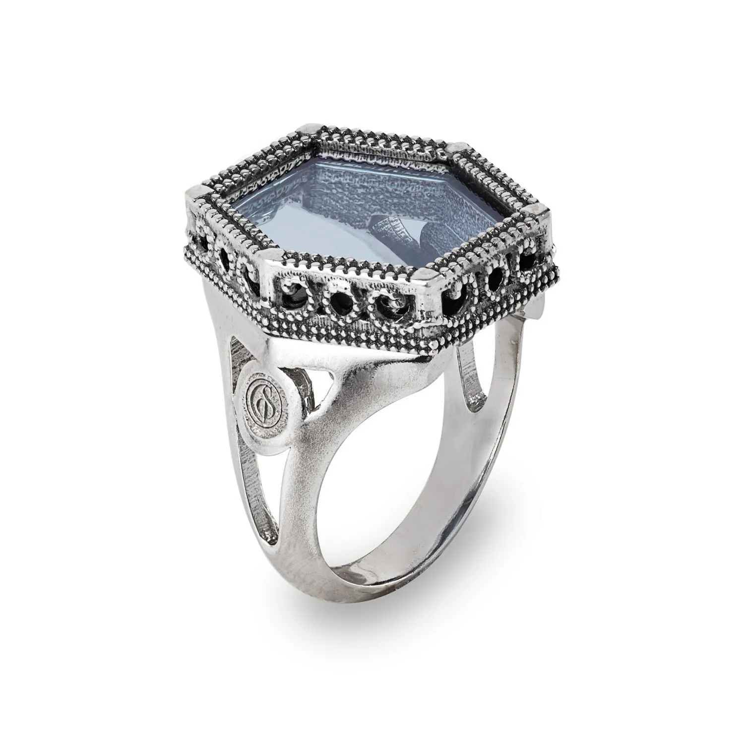 Anello "Mattonelle" in Argento e Pietre colorate Azzurra - GERARDO SACCO